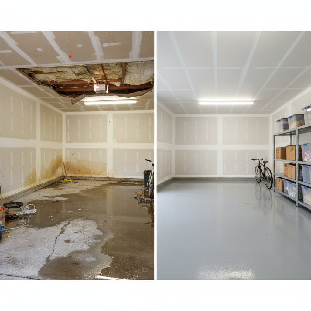 Ridgewood Water Damage Restoration garage restoration before and after in Ridgewood