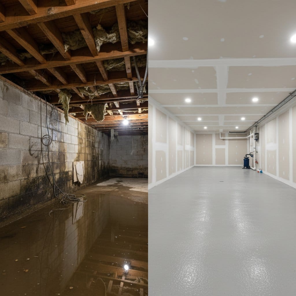 Ridgewood Water Damage Restoration crawl space restoration before and after in Ridgewood